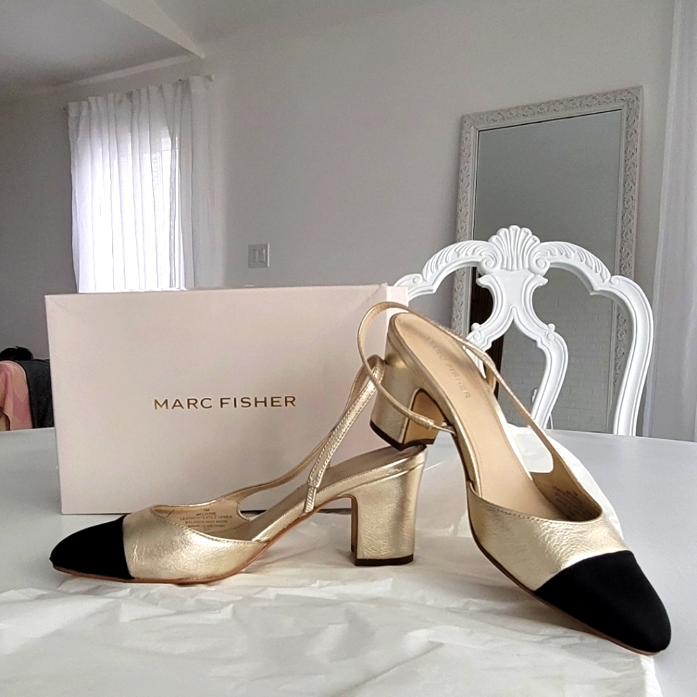 Marc Fisher Gold and Black Women's Shoes